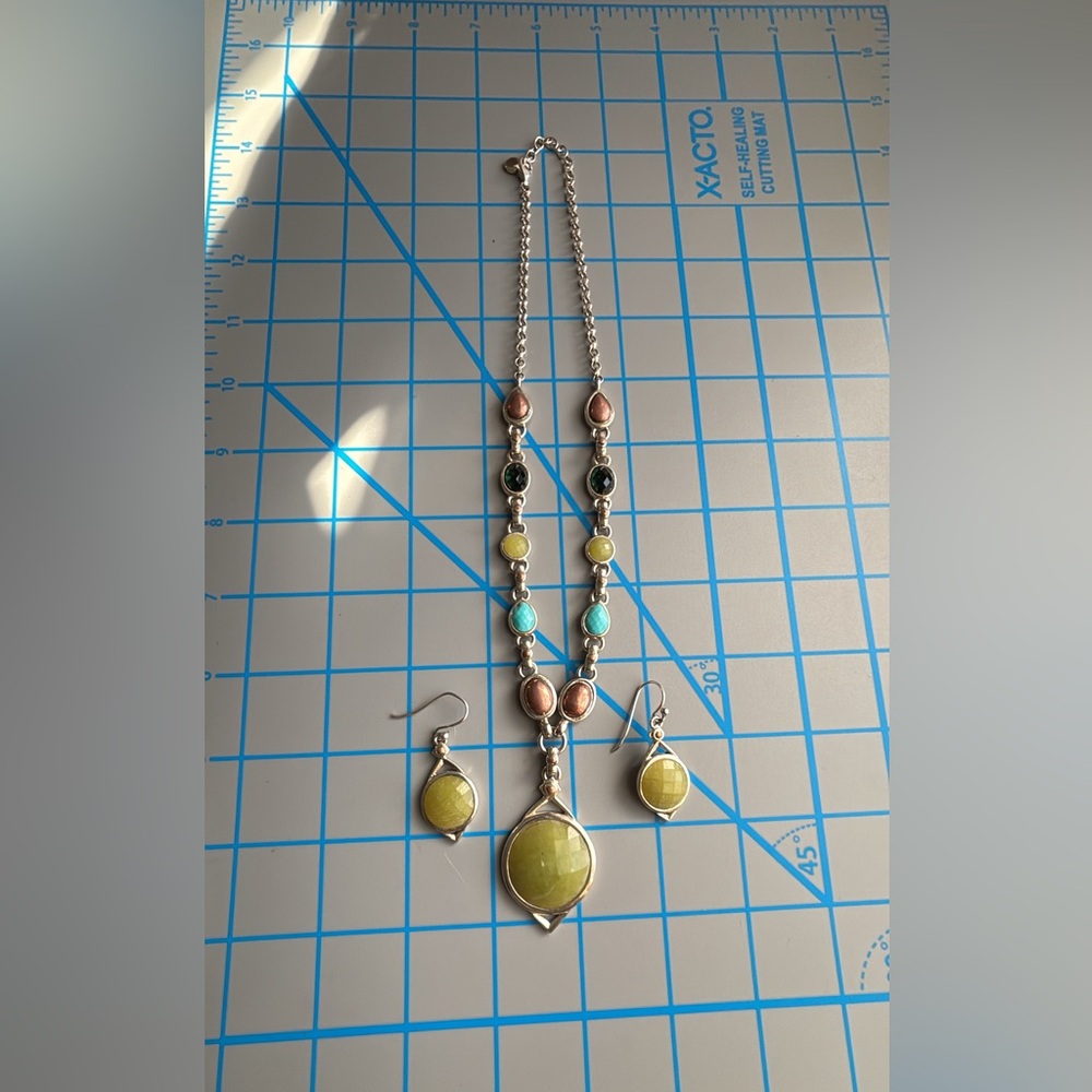 Studio Barse Silver Necklace with Serpentine, Larimar & Turquoise Accents